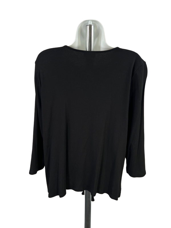 J.Jill Women's Black 3/4 Sleeve Tie Front T-Shirt - L image 2