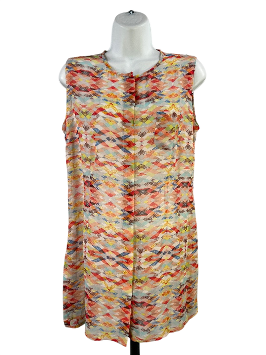 Cabi Women's Multi-Color Sheer Sleeveless Button Up Tank Top - S