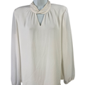 White House Black Market Women's White/Ivory Sheer Sleeve Blouse - 4