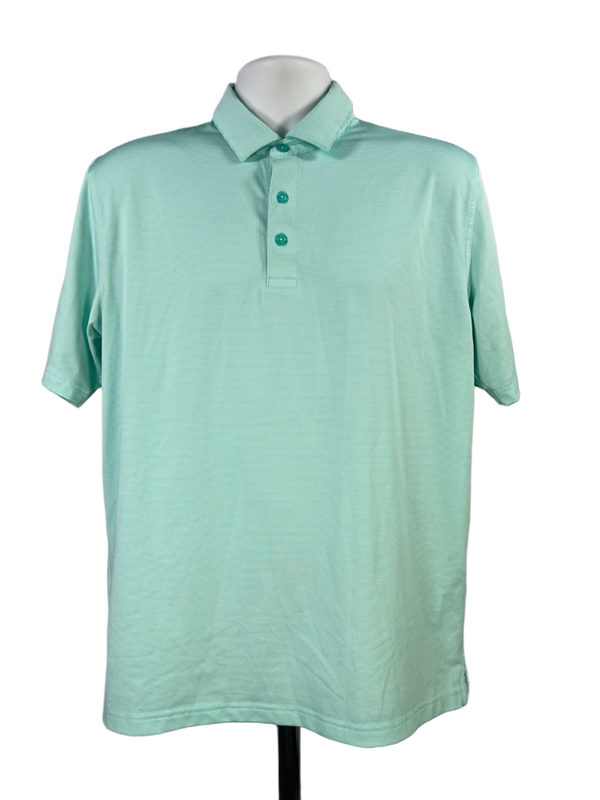 Callaway Men's Teal Blue Striped Opti-Dri Short Sleeve Golf Polo - M
