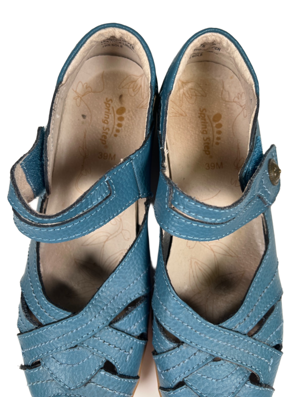 Spring Step Women's Blue Leather Hearts Closed Toe Shoes - 39/US 9 image 3