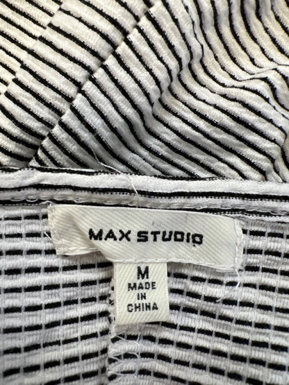 Max Studio Women's White/Black Striped Cap Sleeve Textrued Hi-Low Dress - M image 3