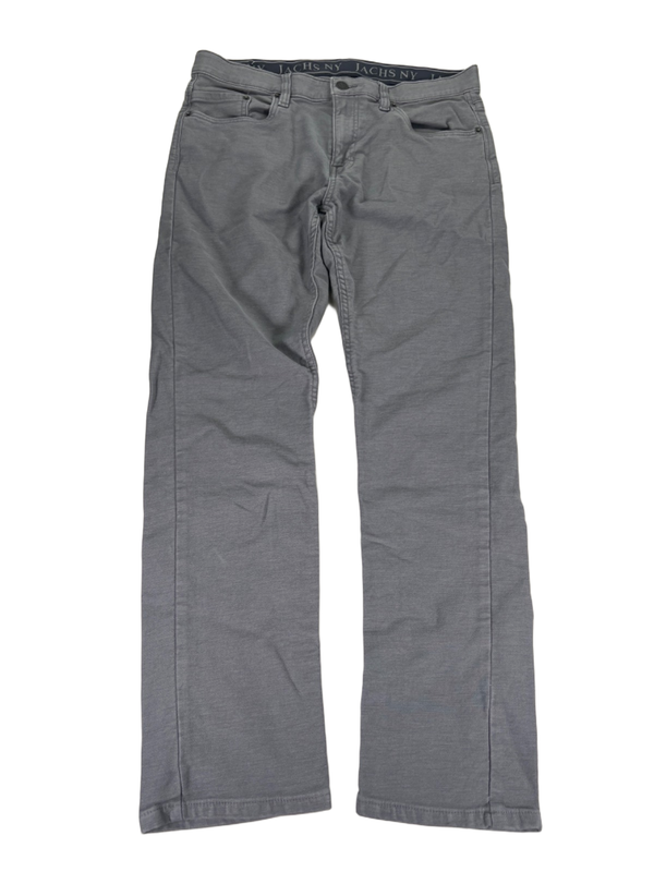 Jachs New York Men's Gray Twill Stretch Straight Fit Pants - 32x30
