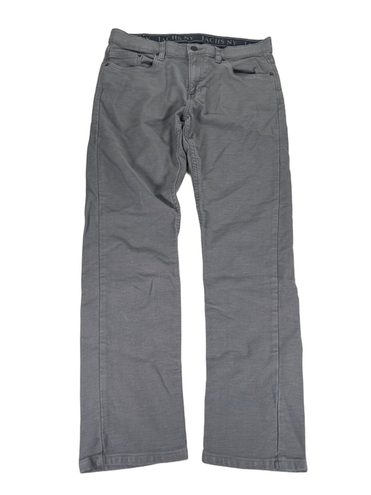 Jachs New York Men's Gray Twill Stretch Straight Fit Pants - 32x30