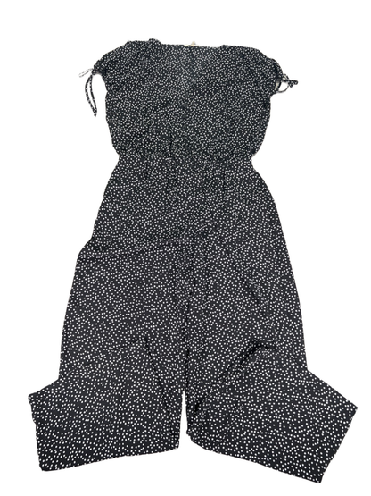 Max Studio Women's Black Polka Dot Short Sleeve Semi-Sheer Jumpsuit - L