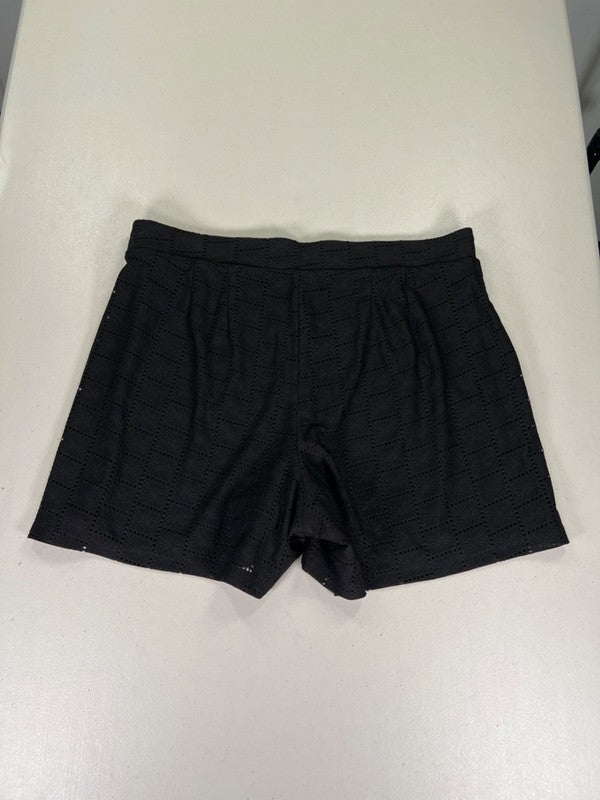 White House Black Market Women's Black Casual Eyelet Pull On Shorts - M image 2