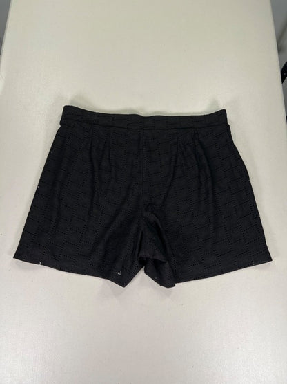 White House Black Market Women's Black Casual Eyelet Pull On Shorts - M image 2