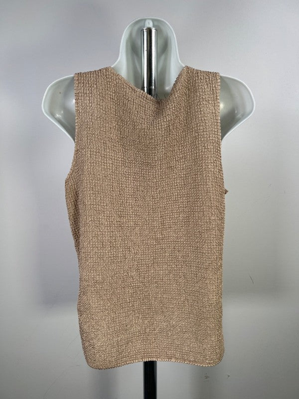 Tania Nardi Women's Beige Crinkled Texture Tank and Jacket Set - S/M image 4