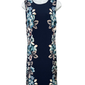 White House Black Market Women's Blue Floral Sleeveless Lined Midi Dress - M