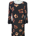 Tommy Hilfiger Women's Black/Brown Floral Elbow Bell Sleeve Mini Dress - 2
