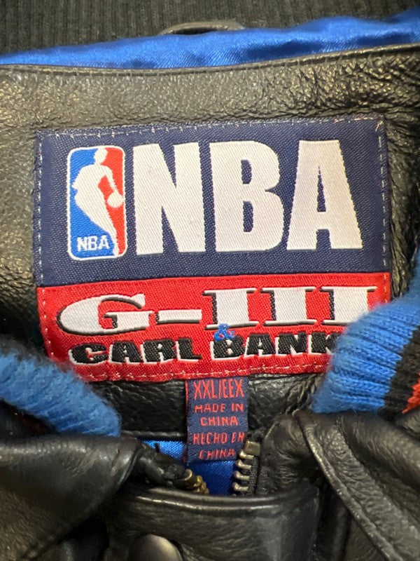 Vintage G-III and Carl Banks NBA Detroit Pistons Black/Blue Leather Jacket - XXL image 3