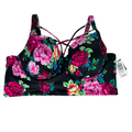 Torrid Women's Black Floral Strappy Front Underwire Bikini Top - 4 Plus DD/F