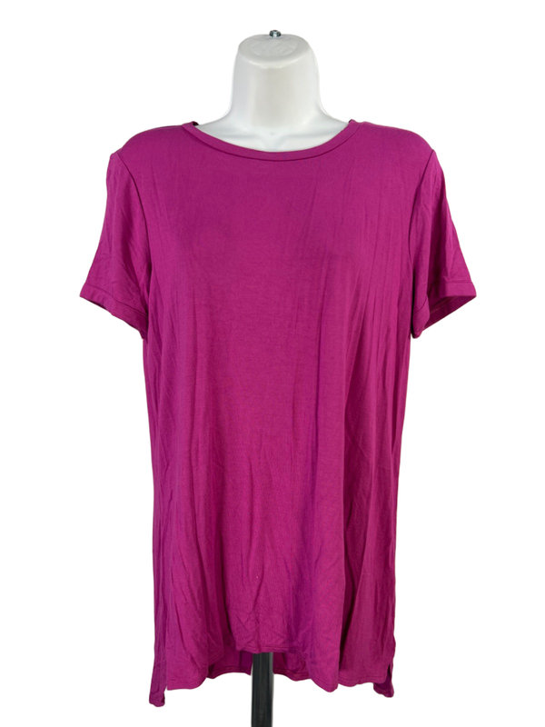 Ellen Tracy Women's Purple Hi-Low Short Sleeve Tee Shirt - S