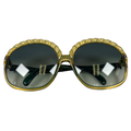 Christian Dior Women's Green/Yellow Two Tone Scalloped Vintage Sunglasses