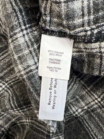 Madewell Women’s Black/Gray Plaid Lace Up Front Long Sleeve Shirt - M image 4