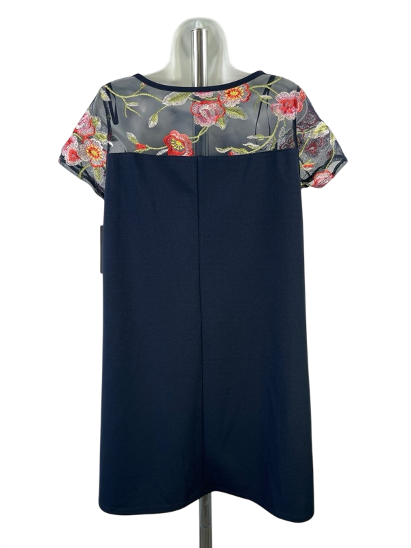 AGB Women's Navy Blue Embroidered Floral Shift Dress - 6 image 2