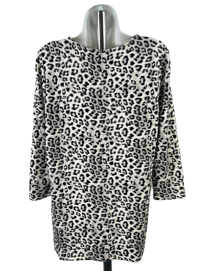 Chico's Women's White/Black Animal Print 3/4 Sleeve Shirt - 1/US M image 2