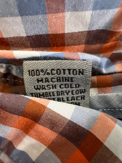 Johnston & Murphy Men's Orange/Blue Tailored Fit Long Sleeve Button up Shirt - L image 4