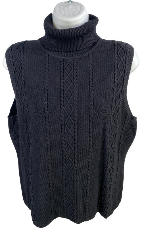 Grace Dane Lewis Women’s Black Cable Knit Sleeveless Sweater - Petite L image 2