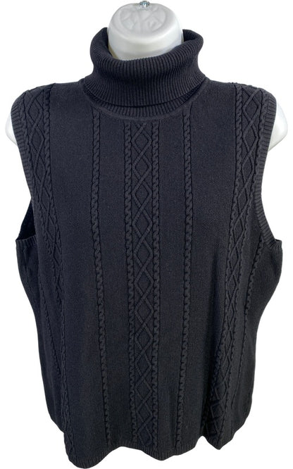 Grace Dane Lewis Women’s Black Cable Knit Sleeveless Sweater - Petite L image 2