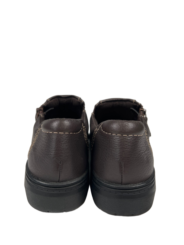 Clarks Women's Brown Leather Carleigh Ray Side Zip Slip On Shoes - 6.5 image 4