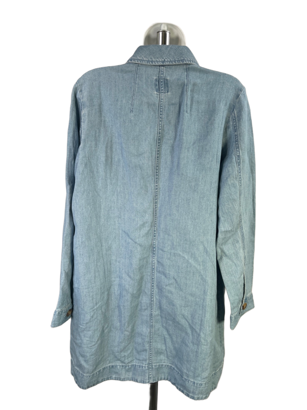 J Jill Denim Women's Blue Linen Blend Long Sleeve Button Up Mini Dress - M image 2