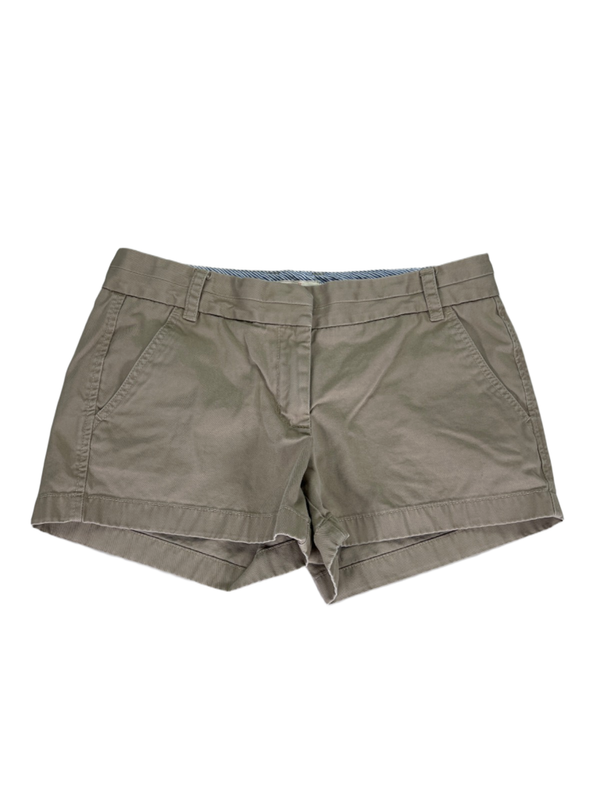 J Crew Women's Tan Cotton Chino Broken-In Zip Up Shorts - 6