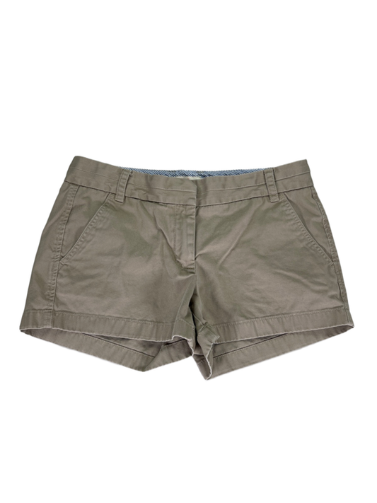 J Crew Women's Tan Cotton Chino Broken-In Zip Up Shorts - 6