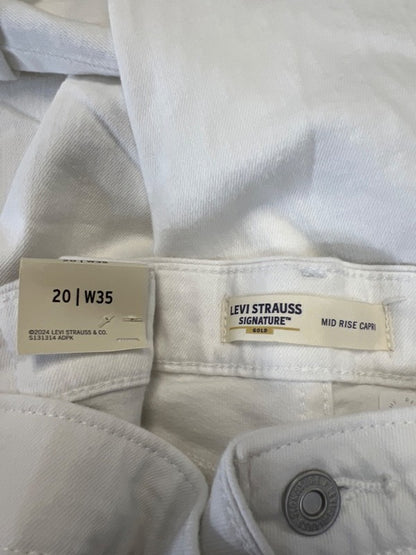 Levi's Women's White Signature Gold Mid Rise Capri Cuffed Denim Jeans - 20 image 3