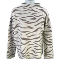 Ann Taylor Women's White/Gray Zebra Print Long Sleeve Sweater - S