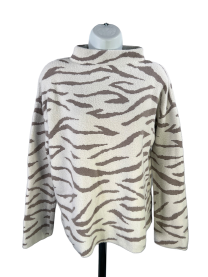 Ann Taylor Women's White/Gray Zebra Print Long Sleeve Sweater - S