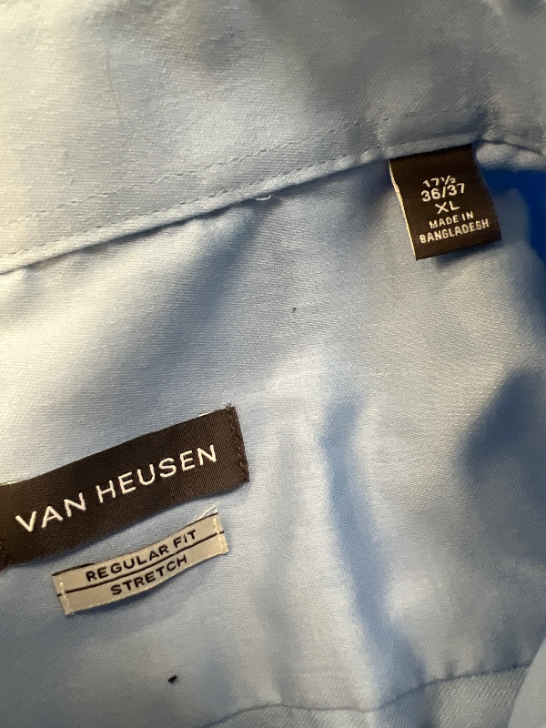 Van Heusen Men's Blue Regular Stretch Long Sleeve Button Up Shirt - XL image 3