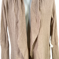 Leith Women’s Beige Ribbed Long Sleeve Open Front Cardigan Sweater - XXS
