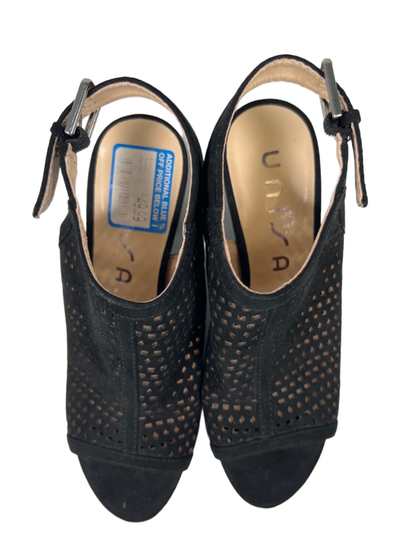 Unisa Women's Black Pryce Geometric Cut-Out Peep Toe Ankle Heel Sandals - 6.5 image 3