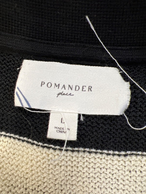 Pomander Place Women's Black/White Striped Sleeveless V-Neck Sweater - L image 3