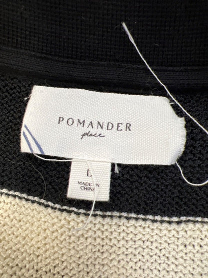 Pomander Place Women's Black/White Striped Sleeveless V-Neck Sweater - L image 3