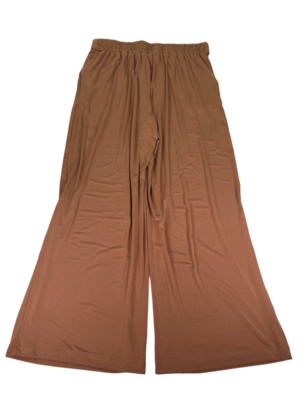 Three Dots Women's Brown Pull On Wide Leg Stretch Waist Pants - L image 2