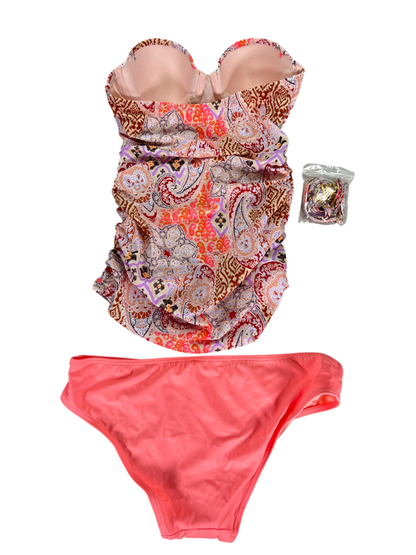 Victoria's Secret Women's Pink Paisley Tankini Top Swimsuit - 32C W/ Bottoms - M image 2