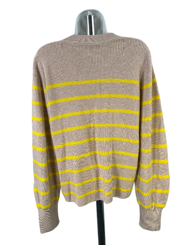 Banana Republic Women's Beige/Yellow Striped Long Sleeve Sweater - L image 2