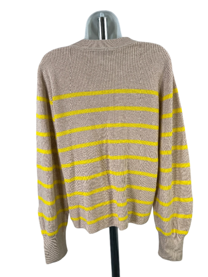 Banana Republic Women's Beige/Yellow Striped Long Sleeve Sweater - L image 2