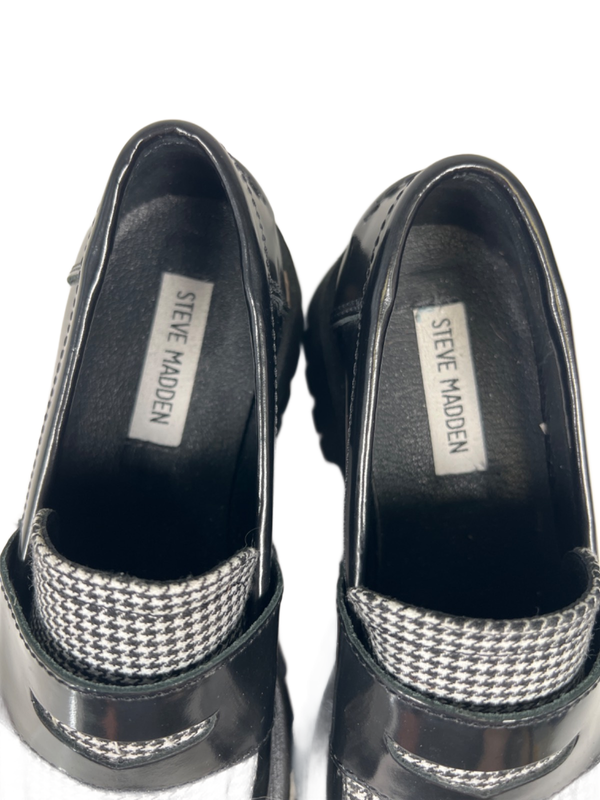 Steve Madden Women's Black/White Lawrence Houndstooth Chunky Loafers - 6 image 3