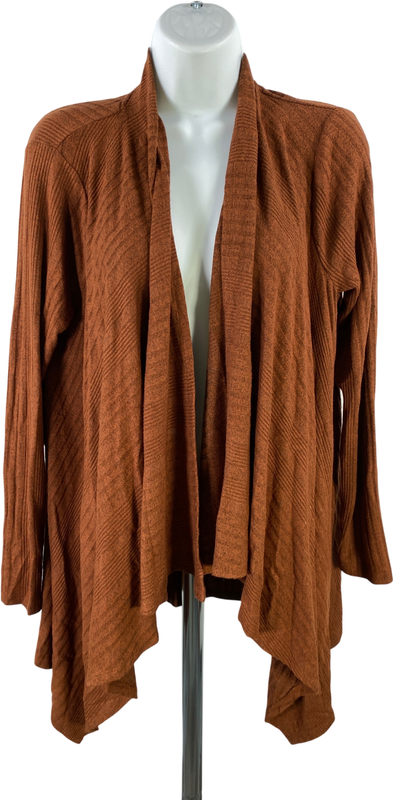 White House Black Market Women’s Brown Ribbed Open Front Cardigan Sweater - S