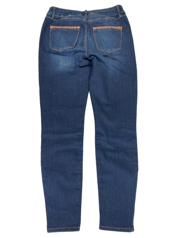 White House Black Market Women's Dark Wash Skinny Zip Ankle Mid Rise Jeans - 4 image 2