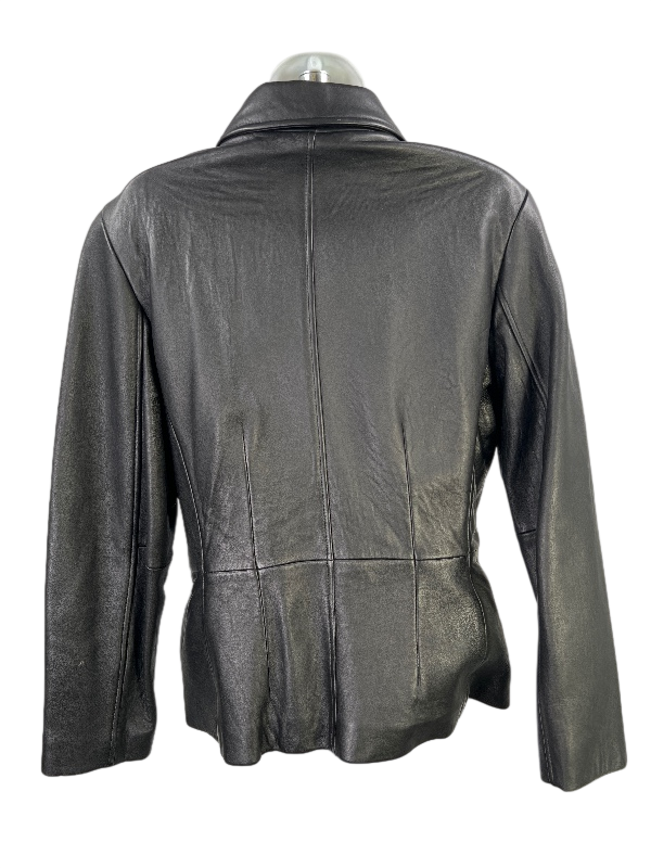 Jones New York Women's Black Leather Full Zip Jacket - M image 2