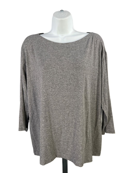 J Jill Women's Gray Heather Basic 3/4 Sleeve Tee Shirt - L