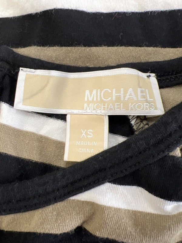 Michael Kors Women's Black/Green Striped Short Sleeve T-Shirt Dress - XS image 3