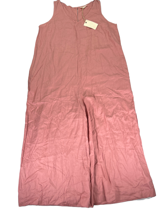 Easel Women's Pink Linen Blend Sleeveless Wide Leg Jumpsuit - L