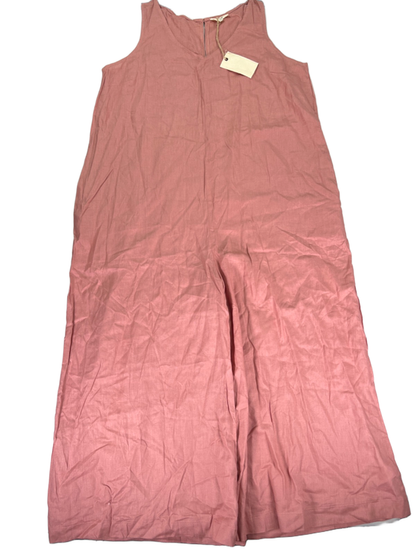 Easel Women's Pink Linen Blend Sleeveless Wide Leg Jumpsuit - L