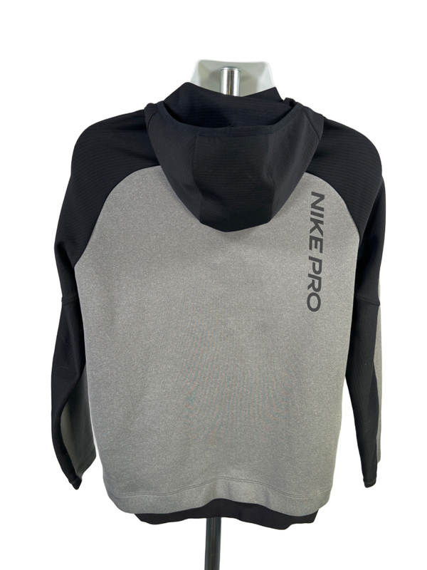 Nike Men's Black/Gray Pro Dri-Fit Training Long Sleeve Hoodie Sweatshirt - L image 2