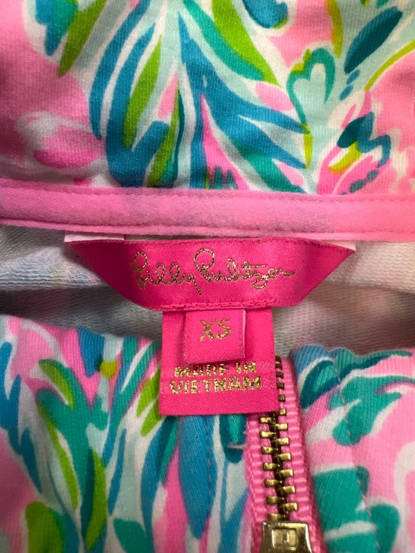 Lilly Pulitzer Women's Pink/Green Skipper Popover 1/4 Zip Shirt - XS image 3